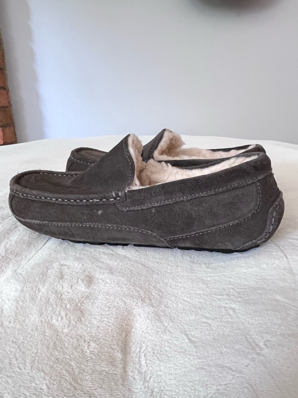 UGG Men's Suede Shearling-Lined Slip-On Moccasins